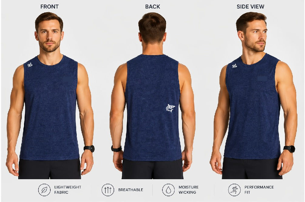 Performance Singlet – Ocean Blue / Weathered Navy