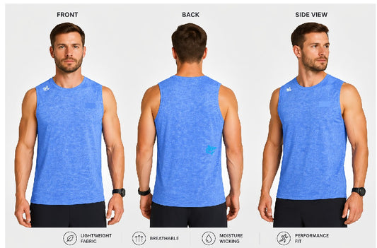 Performance Singlet – Ocean Blue / Weathered Navy