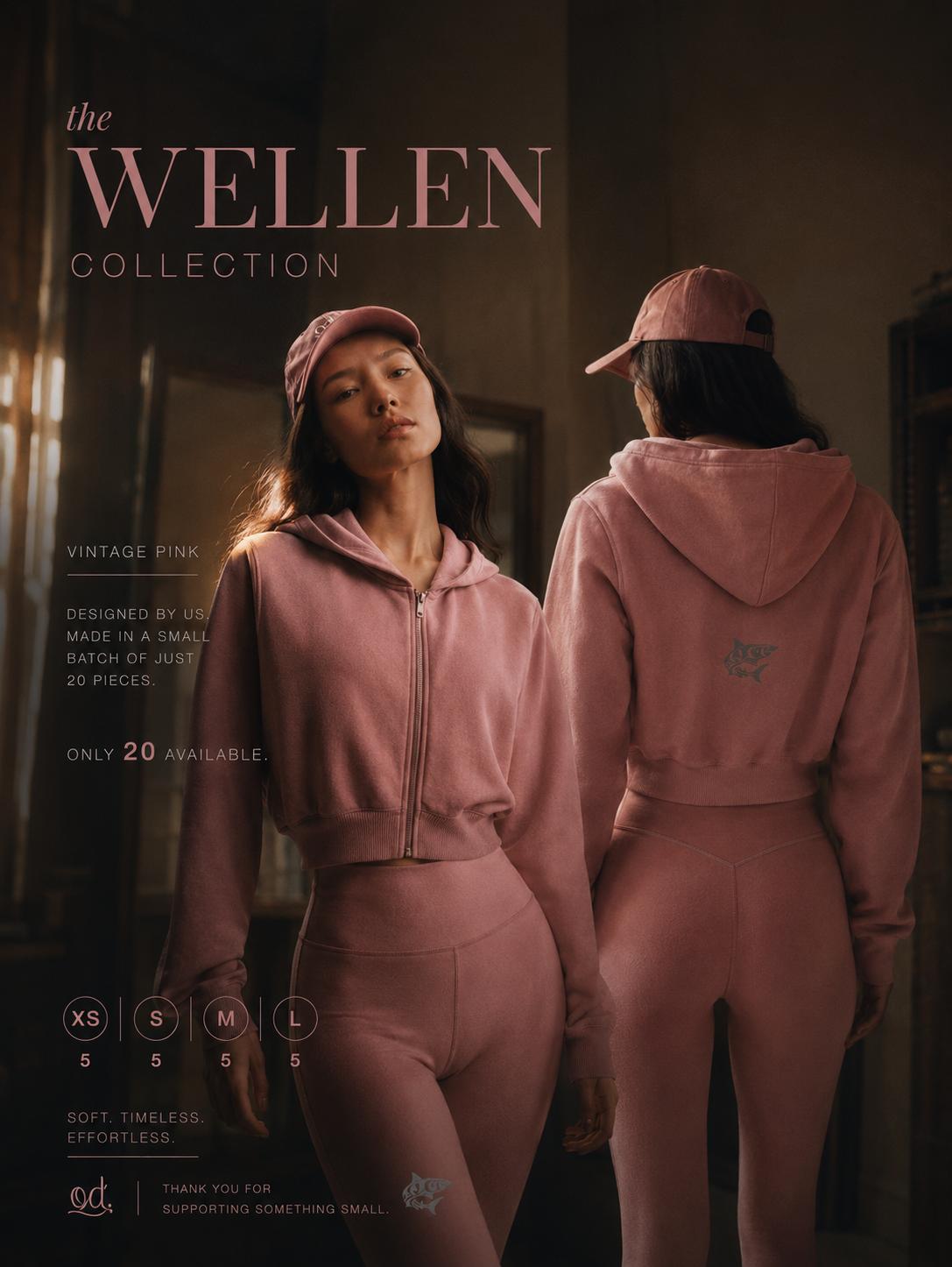 Vintage Pink Cropped Hoodie