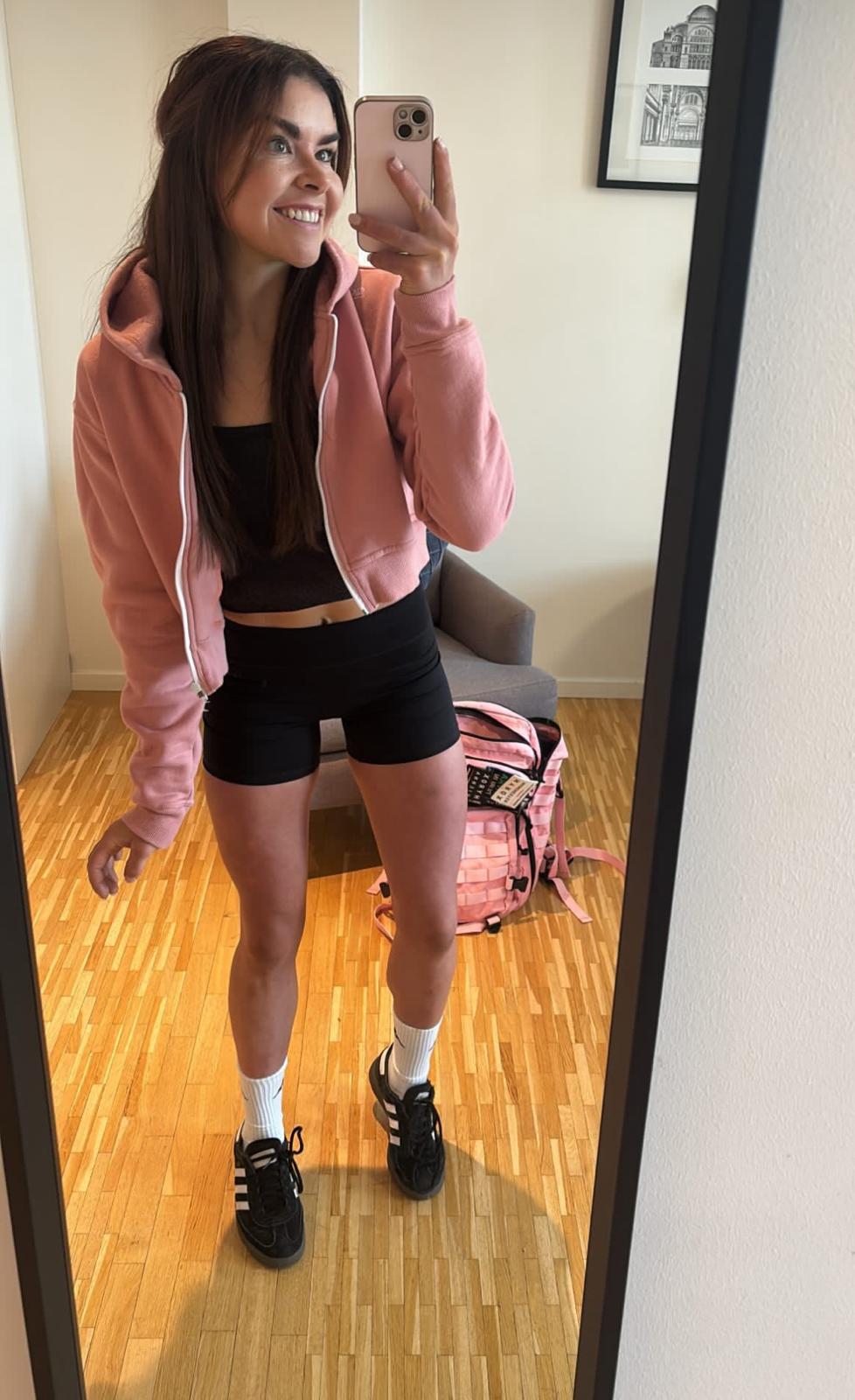 Vintage Pink Cropped Hoodie